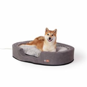 Thermo-Snuggly Sleeper Heated Pet Bed (Color: Gray, size: large)